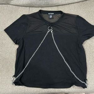 Hot Topic Tshirt with chain and mesh top